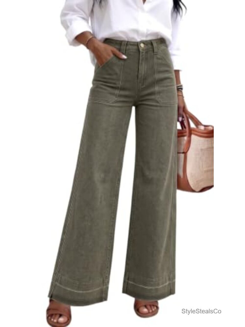 Women High Waisted Wide Leg Jeans Soft Stretch Denim Trouser Pants